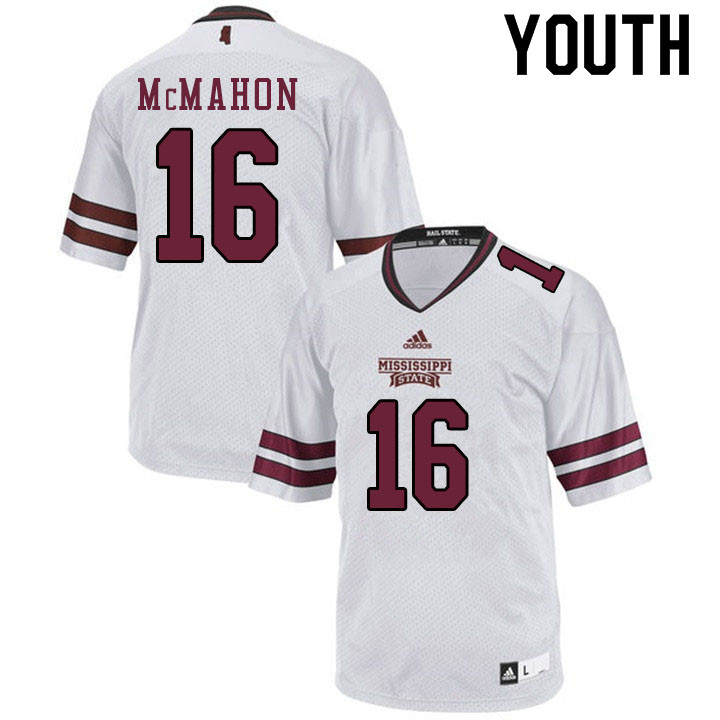 Youth #16 TJ McMahon Mississippi State Bulldogs College Football Jerseys Sale-White - Click Image to Close